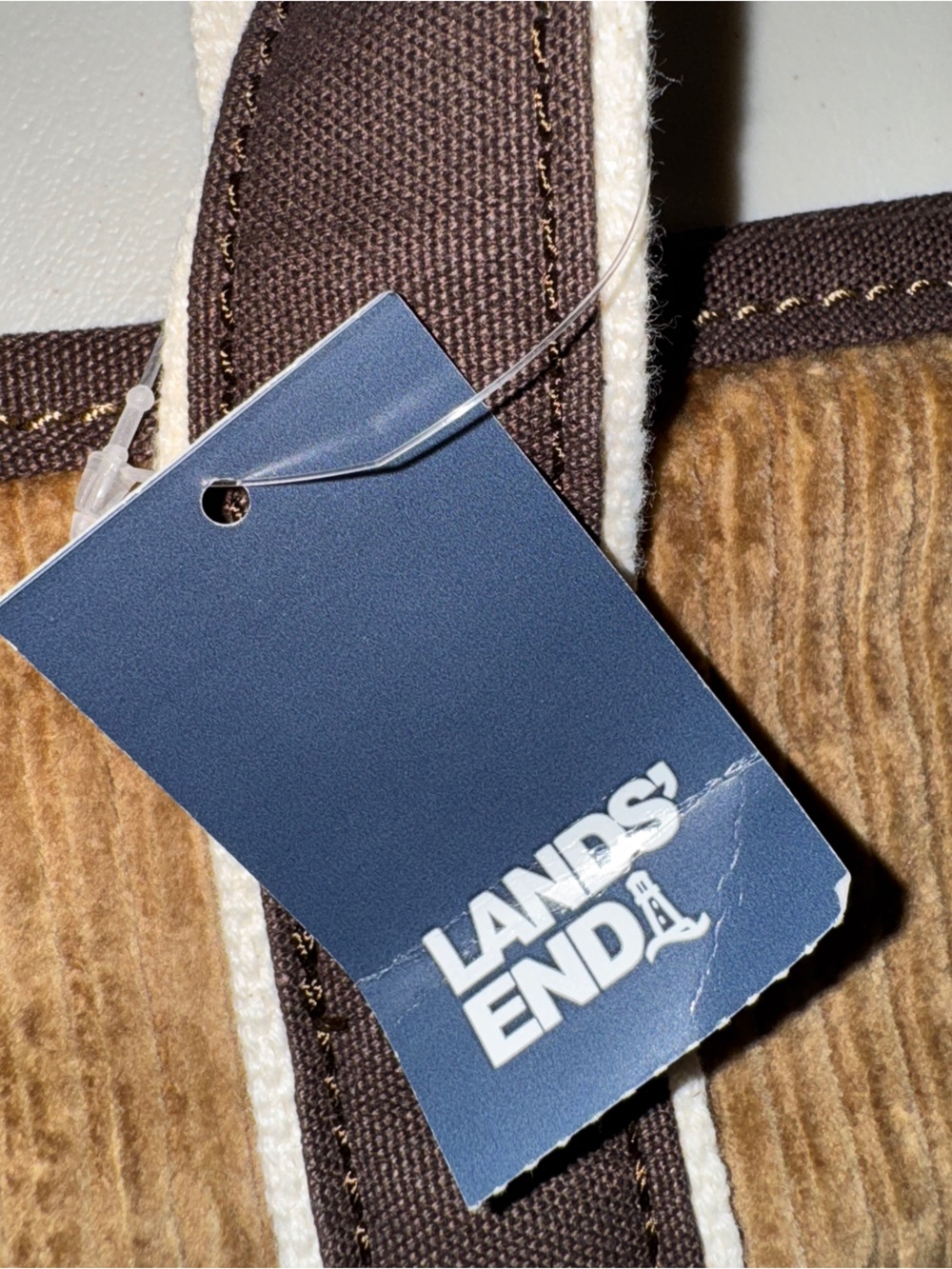 NWT LANDS END 5 Pocket Corduroy Tote Bag Tan Brown Dark Toffee Preppy Classic - Picture 10 of 14